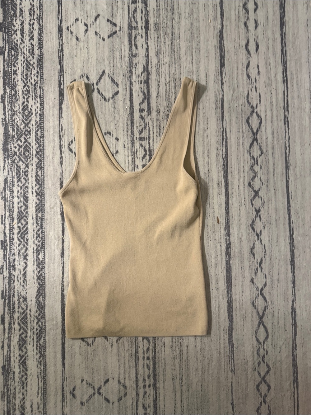 H&M Beige Ribbed Scoop Tank Top